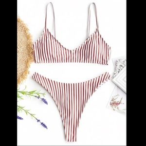Zaful High Waisted Striped Bikini